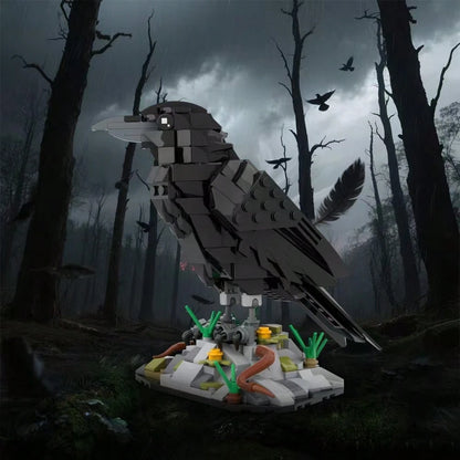 350+Pcs Raven Building Blocks Set| Animal Model Bird Blocks, Detailed Collectible 3D Stereoscopic Model, Suitable For Home Decor, Office Desk Accessories, Birthday/Christmas/Halloween/Holiday Gifts