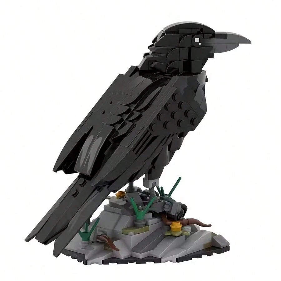 350+Pcs Raven Building Blocks Set| Animal Model Bird Blocks, Detailed Collectible 3D Stereoscopic Model, Suitable For Home Decor, Office Desk Accessories, Birthday/Christmas/Halloween/Holiday Gifts