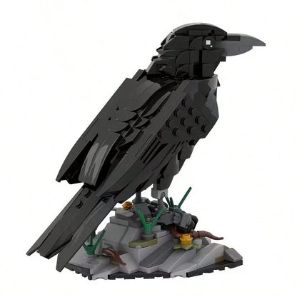 350+Pcs Raven Building Blocks Set| Animal Model Bird Blocks, Detailed Collectible 3D Stereoscopic Model, Suitable For Home Decor, Office Desk Accessories, Birthday/Christmas/Halloween/Holiday Gifts