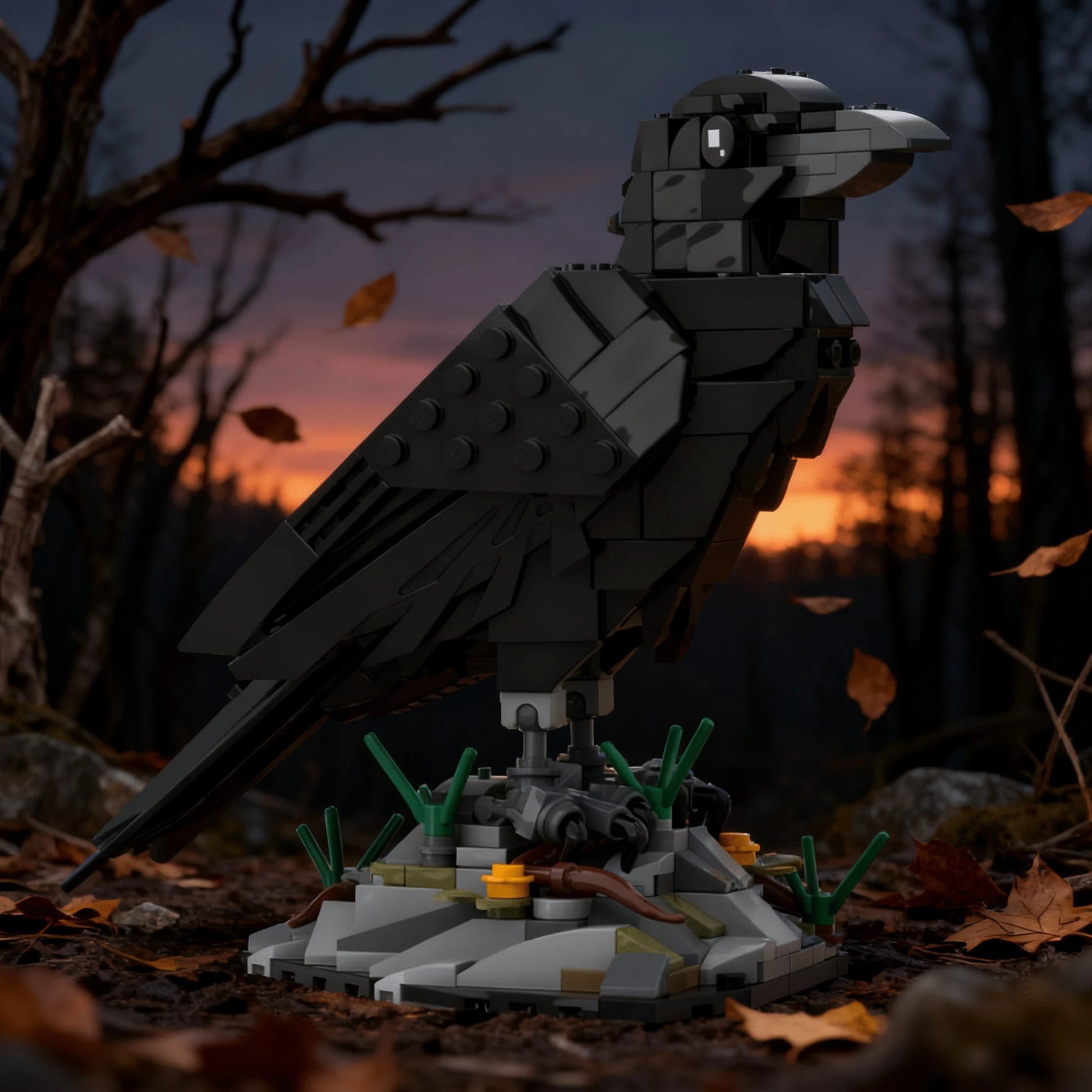 350+Pcs Raven Building Blocks Set| Animal Model Bird Blocks, Detailed Collectible 3D Stereoscopic Model, Suitable For Home Decor, Office Desk Accessories, Birthday/Christmas/Halloween/Holiday Gifts