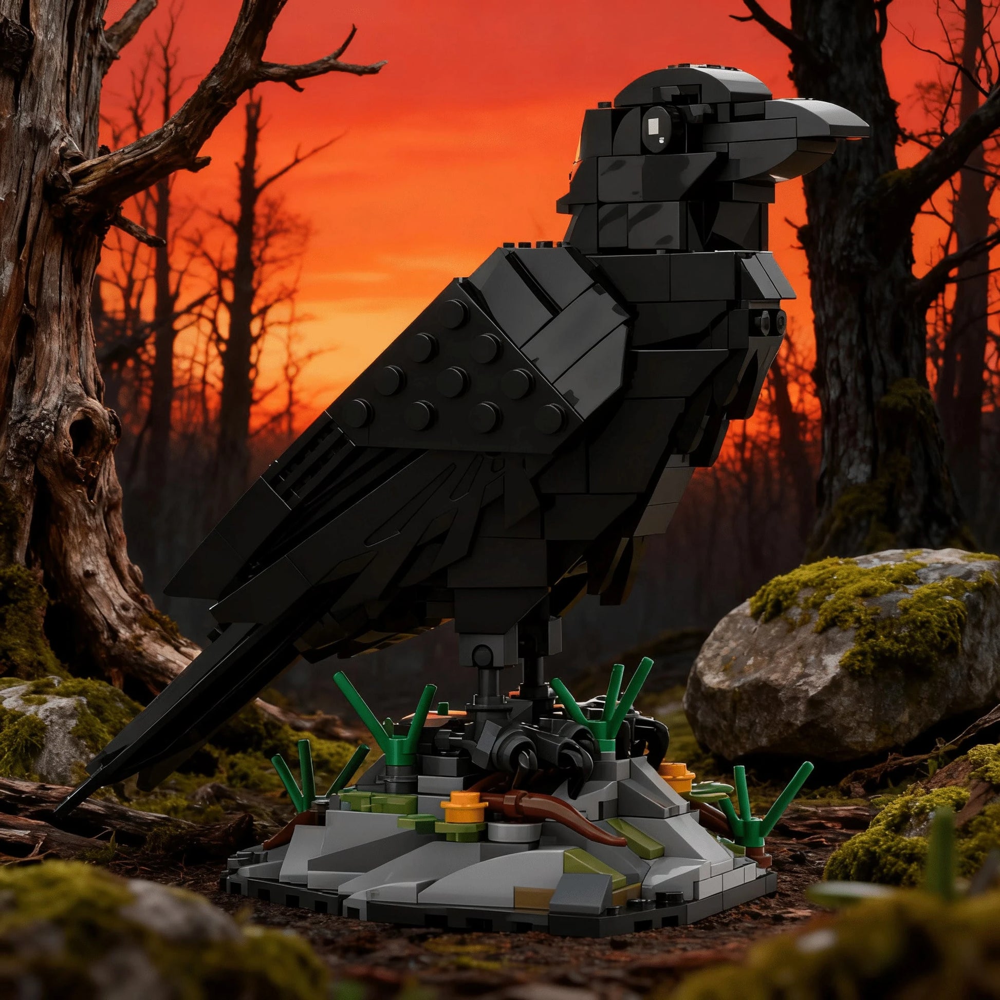 350+Pcs Raven Building Blocks Set| Animal Model Bird Blocks, Detailed Collectible 3D Stereoscopic Model, Suitable For Home Decor, Office Desk Accessories, Birthday/Christmas/Halloween/Holiday Gifts
