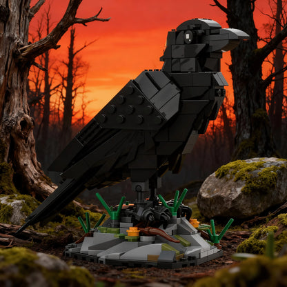 350+Pcs Raven Building Blocks Set| Animal Model Bird Blocks, Detailed Collectible 3D Stereoscopic Model, Suitable For Home Decor, Office Desk Accessories, Birthday/Christmas/Halloween/Holiday Gifts