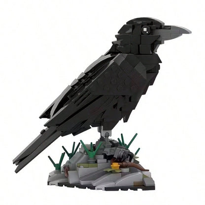 350+Pcs Raven Building Blocks Set| Animal Model Bird Blocks, Detailed Collectible 3D Stereoscopic Model, Suitable For Home Decor, Office Desk Accessories, Birthday/Christmas/Halloween/Holiday Gifts