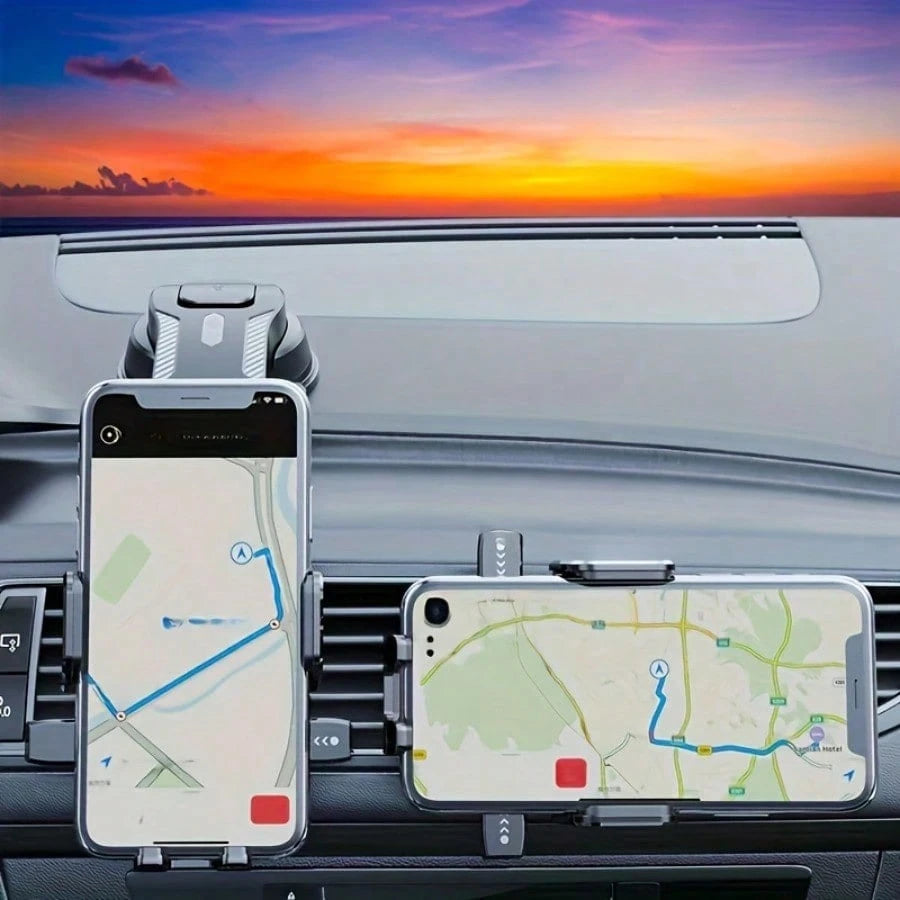 360° Adjustable Suction Cup Car Phone Mount, Stable Dashboard Windshield Cell Phone Holder, Universal Auto Smartphone Cradle For GPS Navigation, Compatible With All Mobile Phones