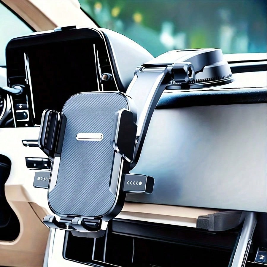 360° Adjustable Suction Cup Car Phone Mount, Stable Dashboard Windshield Cell Phone Holder, Universal Auto Smartphone Cradle For GPS Navigation, Compatible With All Mobile Phones