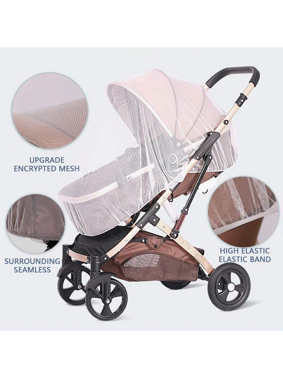 360° Full-Coverage Mosquito Net For Baby Stroller; Universal Thick Insect-Proof Sunshade Stroller Mosquito Net; Portable Anti-Bug Shade Large Mosquito Protection Net Cover