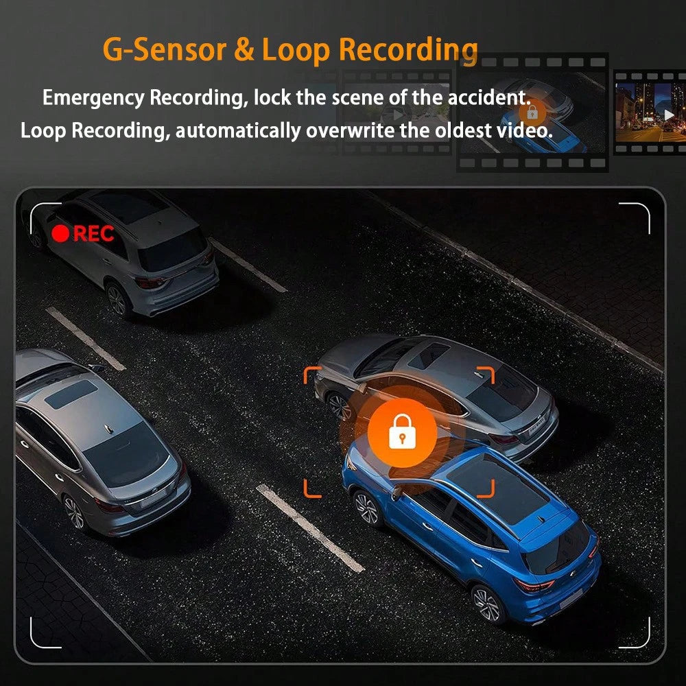 360° Full View Dash Cam Front And Rear Inside, 4 Channel Dashcam 1080P Full HD Dash Camera For Cars With Infrared Lamps Night Vision G-Sensor, Parking Mode, 64GB SD Card Car Accessories