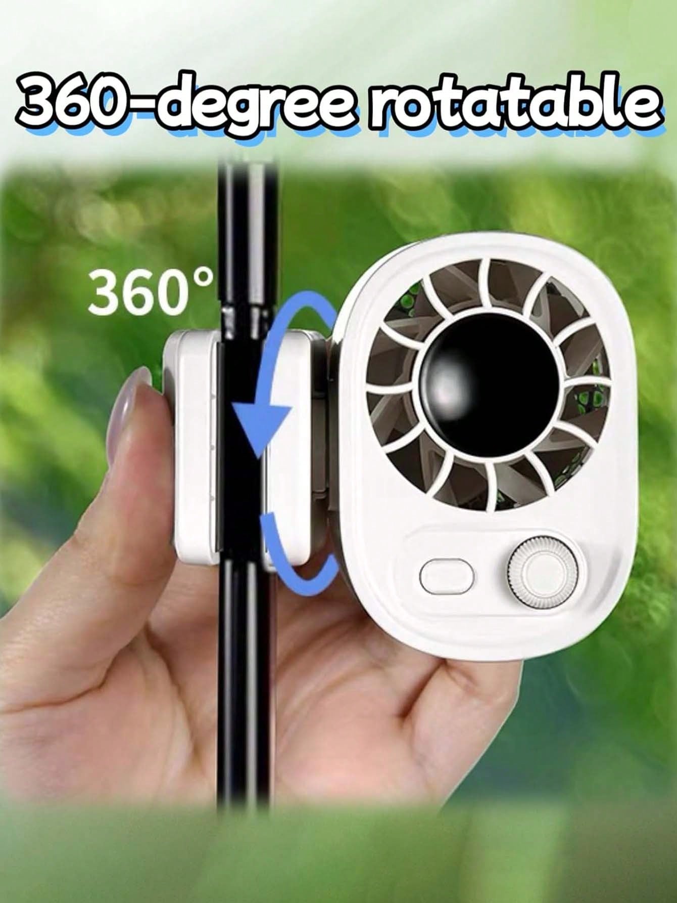 360° Rotating Car Clip Fan With LED Display, 100 Adjustable Wind Speed, USB Rechargeable, Portable Clip Fan, Suitable For Home, Office, Car And Camping, Car Accessories