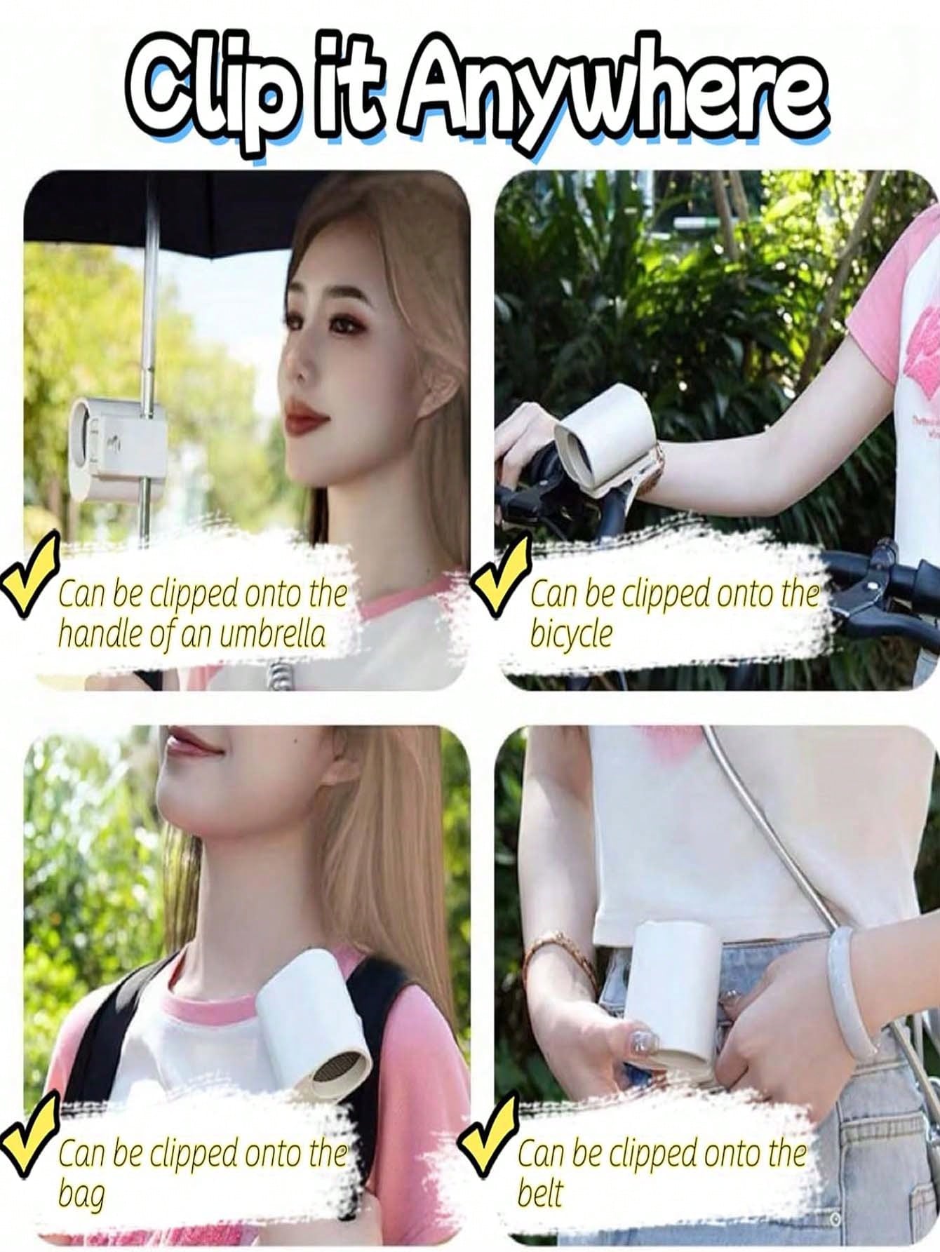 360° Rotating Car Clip Fan With LED Display, 100 Adjustable Wind Speed, USB Rechargeable, Portable Clip Fan, Suitable For Home, Office, Car And Camping, Car Accessories