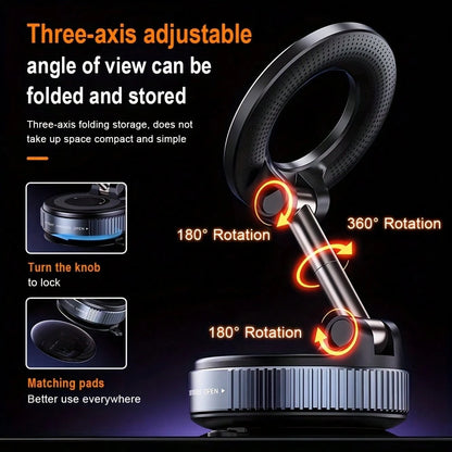 360° Rotating Magnetic Phone Holder, Foldable And Retractable, ABS Material, Not Waterproof, Suitable For Car/Shower/Travel/Gym/Smooth Mirror