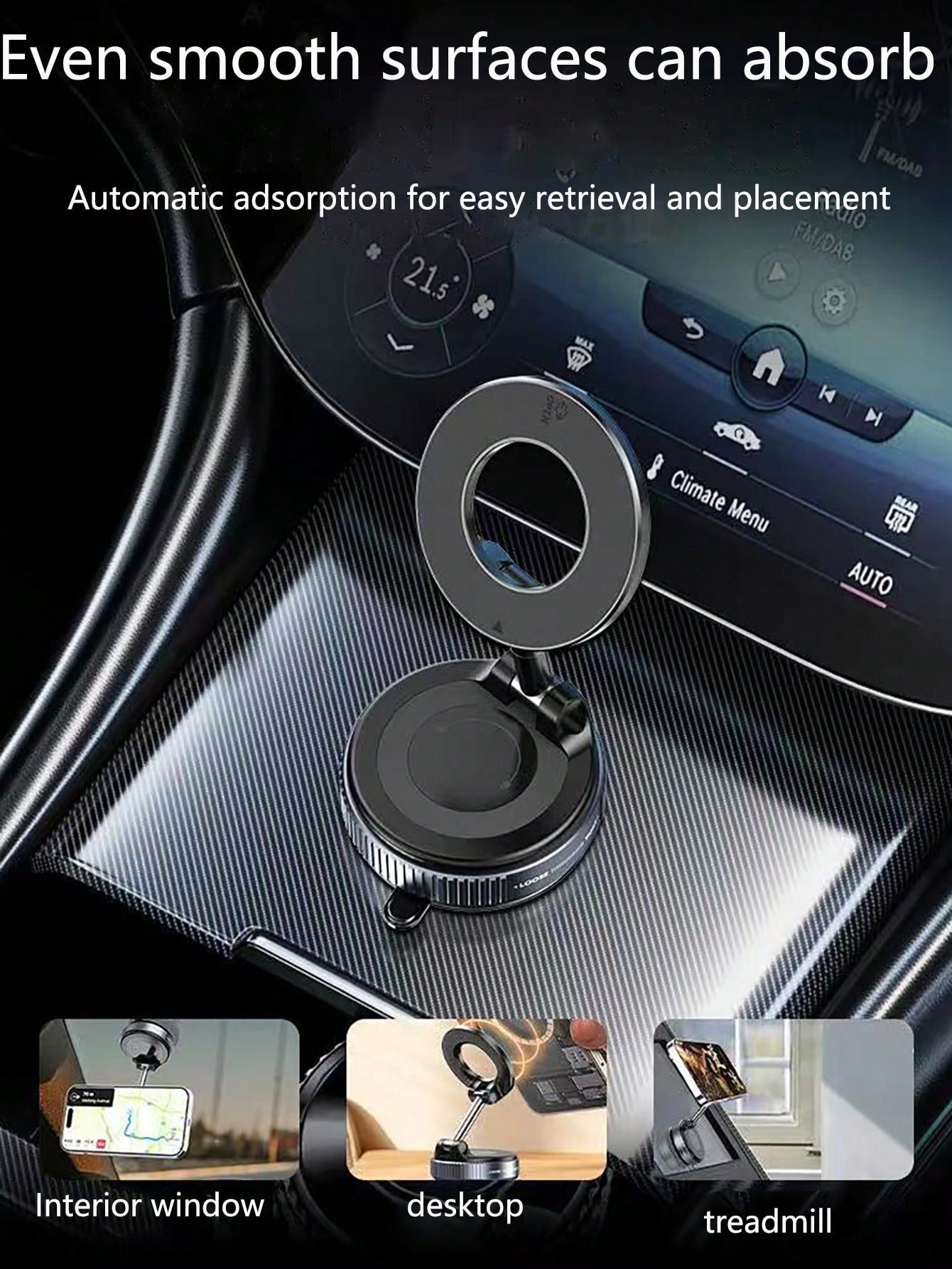 360° Rotating Magnetic Phone Holder, Foldable & Extendable, ABS Material, Not Waterproof, Suitable For Car/Shower/Travel/Gym/Smooth Mirror Surface, Phone Stand, Car Accessories