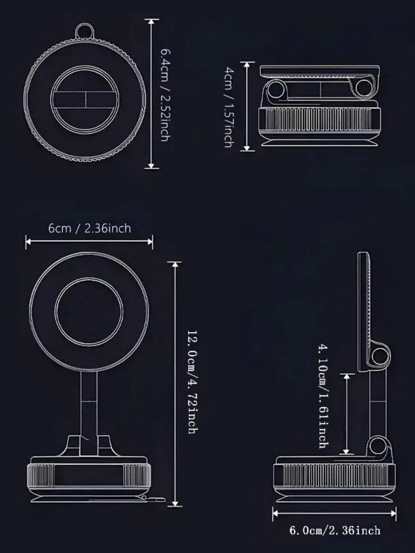 360° Rotating Magnetic Phone Holder, Foldable & Extendable, ABS Material, Not Waterproof, Suitable For Car/Shower/Travel/Gym/Smooth Mirror Surface, Phone Stand, Car Accessories