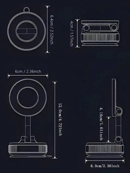 360° Rotating Magnetic Phone Holder, Foldable & Extendable, ABS Material, Not Waterproof, Suitable For Car/Shower/Travel/Gym/Smooth Mirror Surface, Phone Stand, Car Accessories