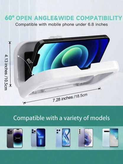 360° Rotation Waterproof Shower Phone Holder, Retractable, Angle Adjustable,Shower Phone Case, Anti-Fog High Sensitivity Cover Mount Box For Bathroom Wall Mirror Bathtub Kitchen, Waterproof Bathroom T