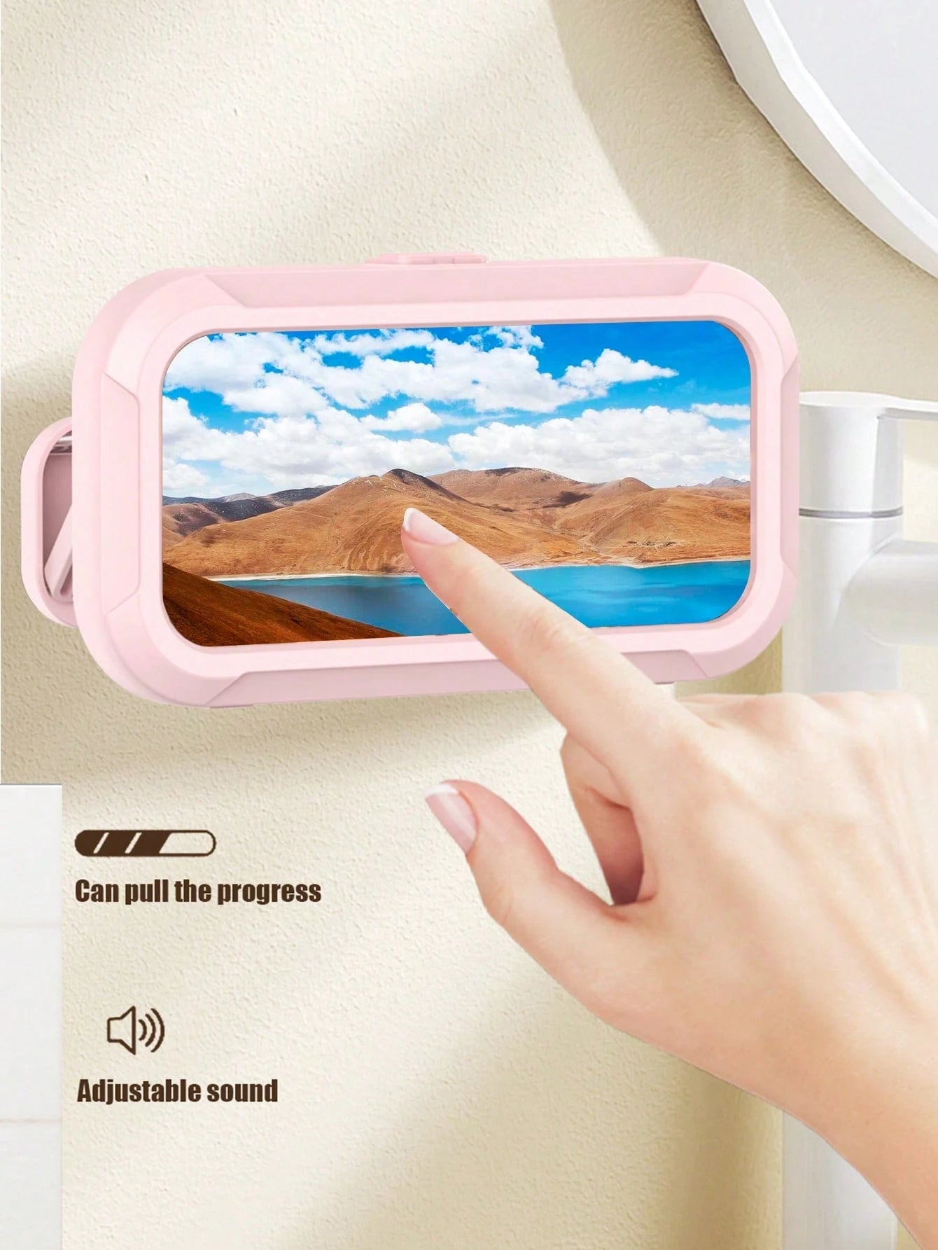 360° Rotation Waterproof Shower Phone Holder, Retractable, Angle Adjustable, Shower Caddy, Shower Organizer, Shower Phone Case, Anti-Fog High Sensitivity Cover Mount Box For Bathroom Wall, Mirror, Bat