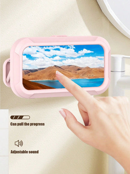 360° Rotation Waterproof Shower Phone Holder, Retractable, Angle Adjustable, Shower Caddy, Shower Organizer, Shower Phone Case, Anti-Fog High Sensitivity Cover Mount Box For Bathroom Wall, Mirror, Bat