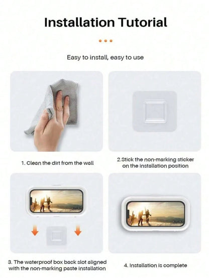 360° Rotation Waterproof Shower Phone Holder, Retractable, Angle Adjustable,Shower Phone Case, Anti-Fog High Sensitivity Cover Mount Box For Bathroom Wall Mirror Bathtub Kitchen, Waterproof Bathroom T