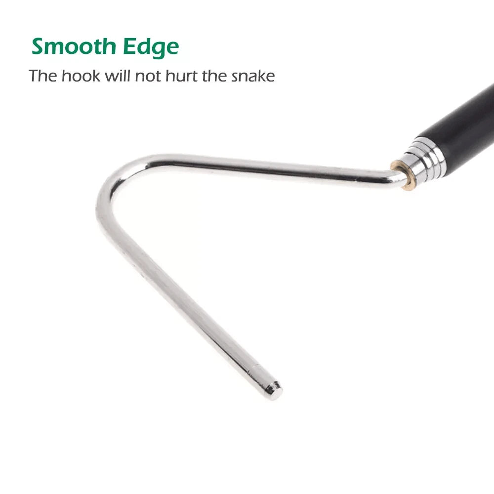 39" Collapsible Snake Hook, Portable Mini Stainless Steel Snake & Reptile Hook, Retractable Catching Snake Handling Tool With Anti Slip Rubber Grip