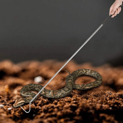 39" Collapsible Snake Hook, Portable Mini Stainless Steel Snake & Reptile Hook, Retractable Catching Snake Handling Tool With Anti Slip Rubber Grip