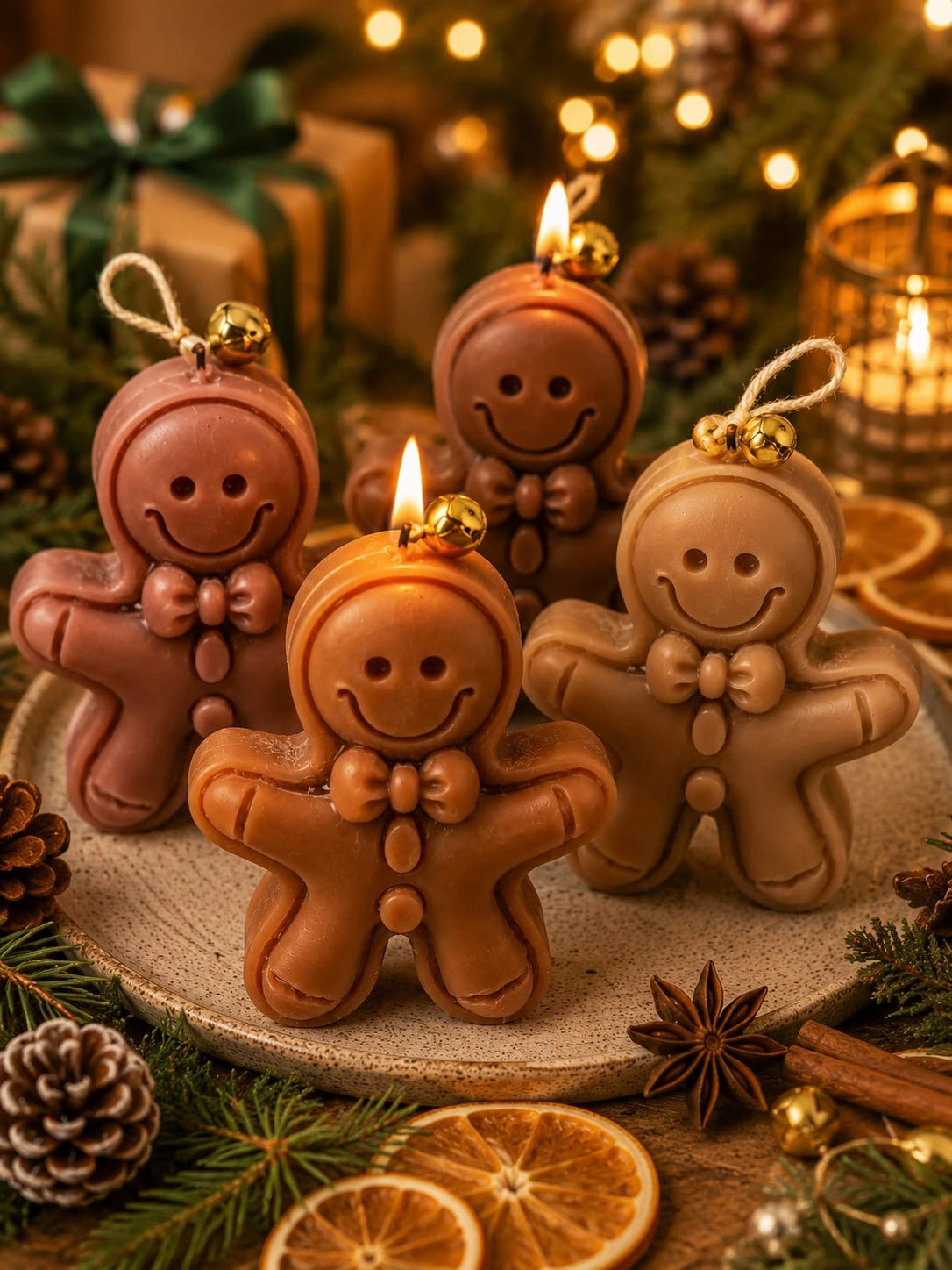 3D Gingerbread Man Silicone Candle Mold, Cute Smiling Gingerbread Statue With Bow And Button Emboss, Pre-Drilled Hanging Hole, Non-Stick Flexible Heat-Resistant Silicone, Easy To Demold And Reuse, Sui