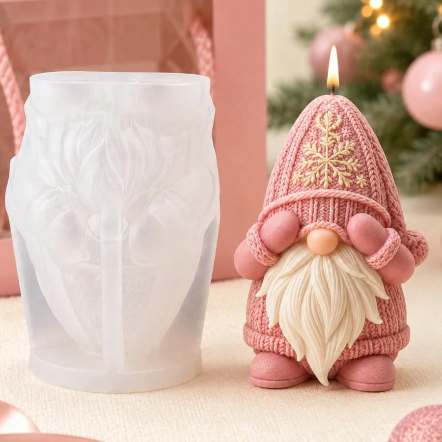 3D Nordic Christmas Gnome Silicone Mold, Aesthetic Knitted Texture Hat Design For DIY Handmade Candle Soap Plaster, Pinkmas Holiday Ornament Crafting Tool
