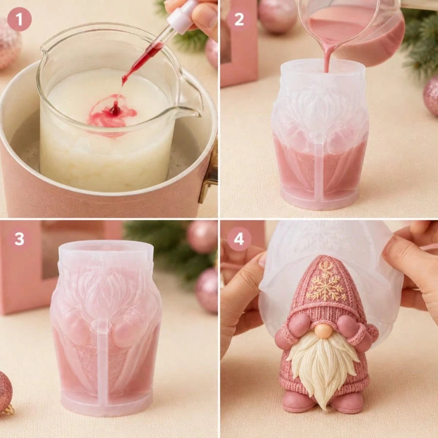 3D Nordic Christmas Gnome Silicone Mold, Aesthetic Knitted Texture Hat Design For DIY Handmade Candle Soap Plaster, Pinkmas Holiday Ornament Crafting Tool