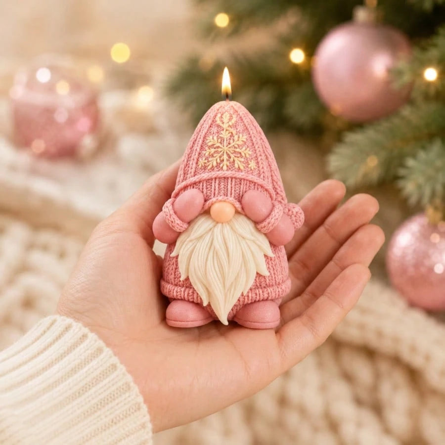 3D Nordic Christmas Gnome Silicone Mold, Aesthetic Knitted Texture Hat Design For DIY Handmade Candle Soap Plaster, Pinkmas Holiday Ornament Crafting Tool