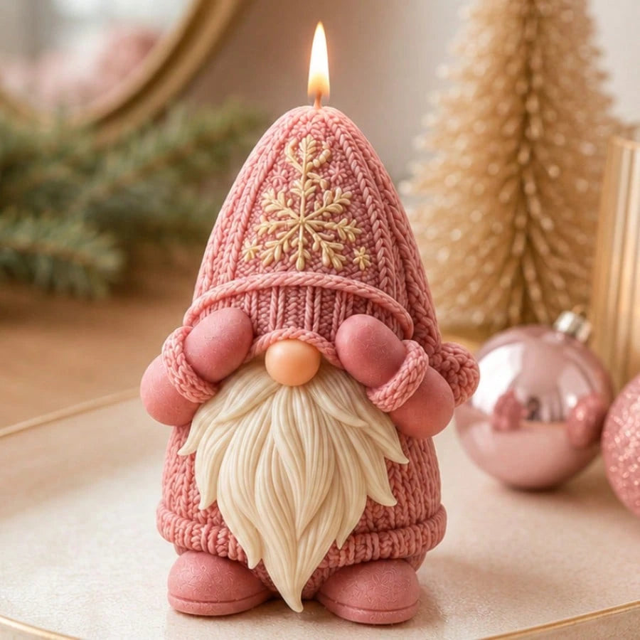 3D Nordic Christmas Gnome Silicone Mold, Aesthetic Knitted Texture Hat Design For DIY Handmade Candle Soap Plaster, Pinkmas Holiday Ornament Crafting Tool