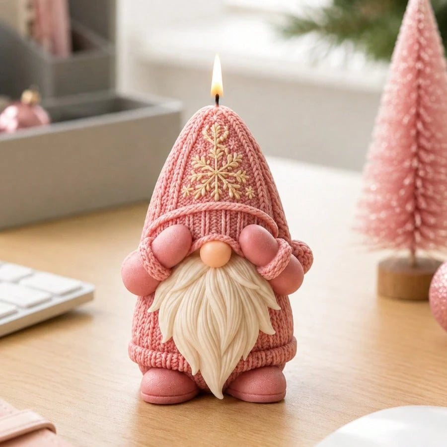 3D Nordic Christmas Gnome Silicone Mold, Aesthetic Knitted Texture Hat Design For DIY Handmade Candle Soap Plaster, Pinkmas Holiday Ornament Crafting Tool