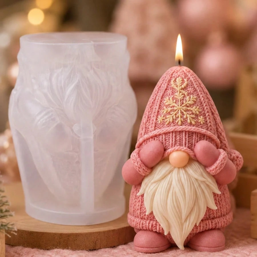 3D Nordic Christmas Gnome Silicone Mold, Aesthetic Knitted Texture Hat Design For DIY Handmade Candle Soap Plaster, Pinkmas Holiday Ornament Crafting Tool