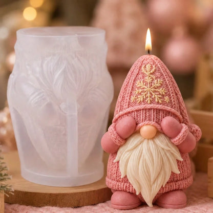 3D Nordic Christmas Gnome Silicone Mold, Aesthetic Knitted Texture Hat Design For DIY Handmade Candle Soap Plaster, Pinkmas Holiday Ornament Crafting Tool