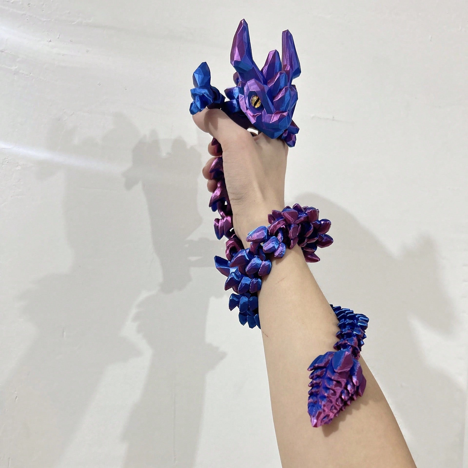 3D Printed Crystal Dragon Figurine, Movable Joint Gemstone Dragon, Realistic Fantasy Creature Desktop Decor, Collectible Resin Sculpture, Gift For Dragon Lovers