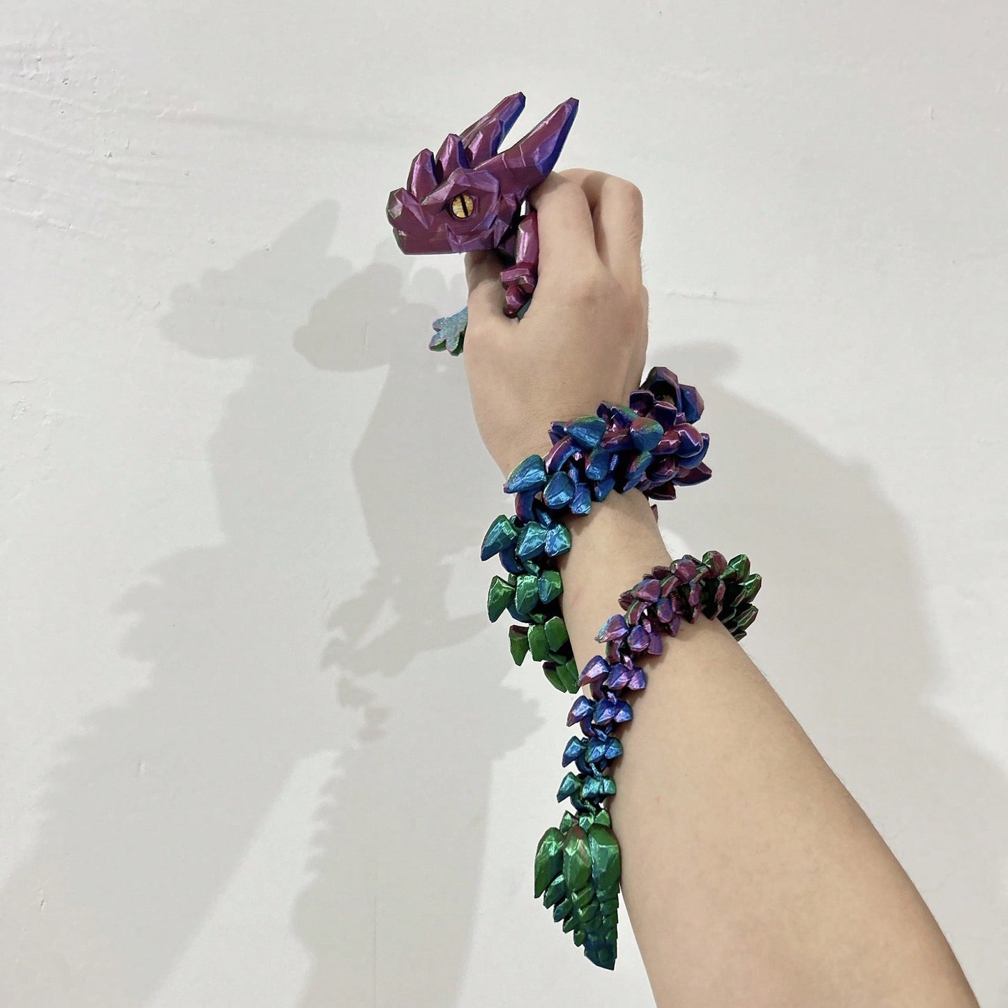 3D Printed Crystal Dragon Figurine, Movable Joint Gemstone Dragon, Realistic Fantasy Creature Desktop Decor, Collectible Resin Sculpture, Gift For Dragon Lovers