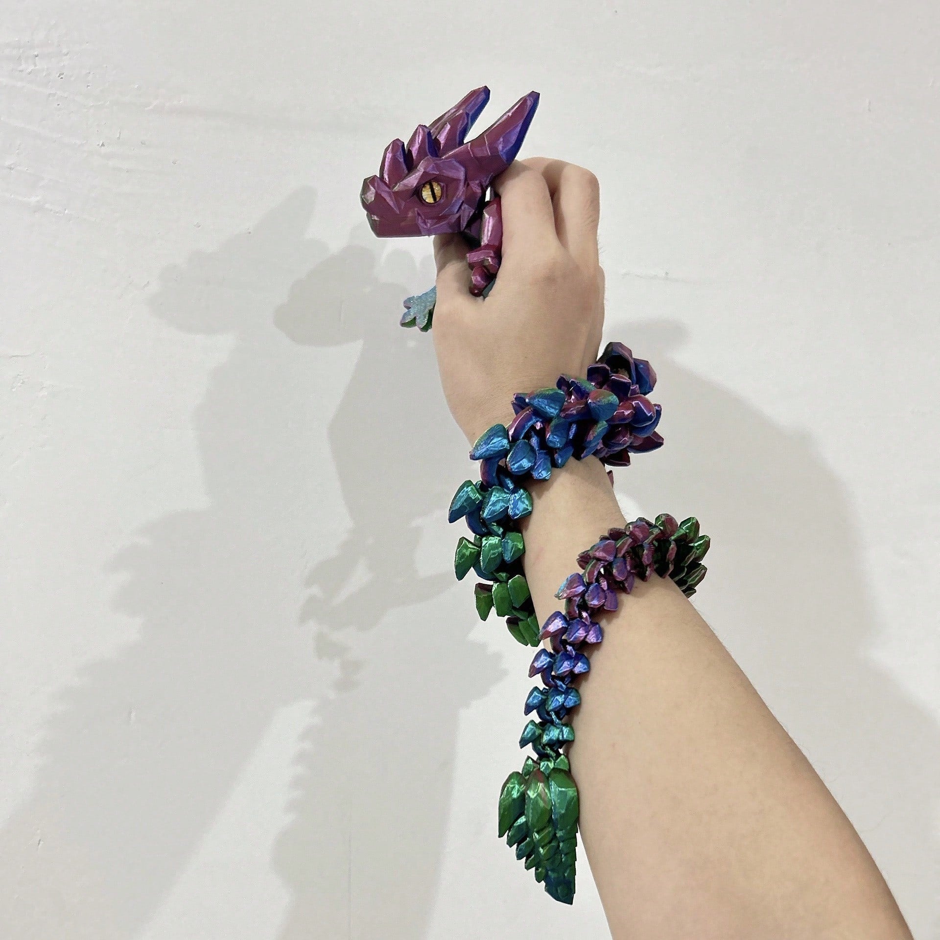 3D Printed Crystal Dragon Figurine, Movable Joint Gemstone Dragon, Realistic Fantasy Creature Desktop Decor, Collectible Resin Sculpture, Gift For Dragon Lovers