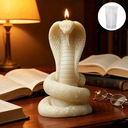 3D Realistic Cobra Snake Shaped Candle Silicone Mold- Elevated Snake Head Flicking Tongue, Detailed Snake Body Texture, Heat Resistant (Up To 280°C/536°F) Easy Demold, Compatible With Soy Wax/Plaster