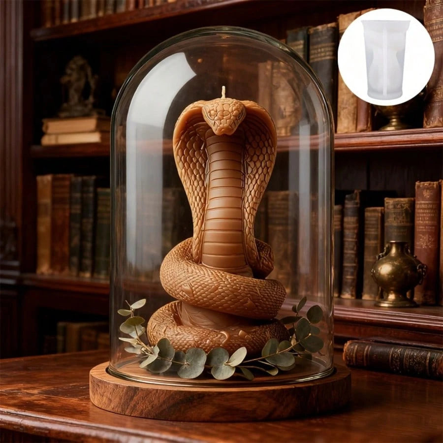 3D Realistic Cobra Snake Shaped Candle Silicone Mold- Elevated Snake Head Flicking Tongue, Detailed Snake Body Texture, Heat Resistant (Up To 280°C/536°F) Easy Demold, Compatible With Soy Wax/Plaster