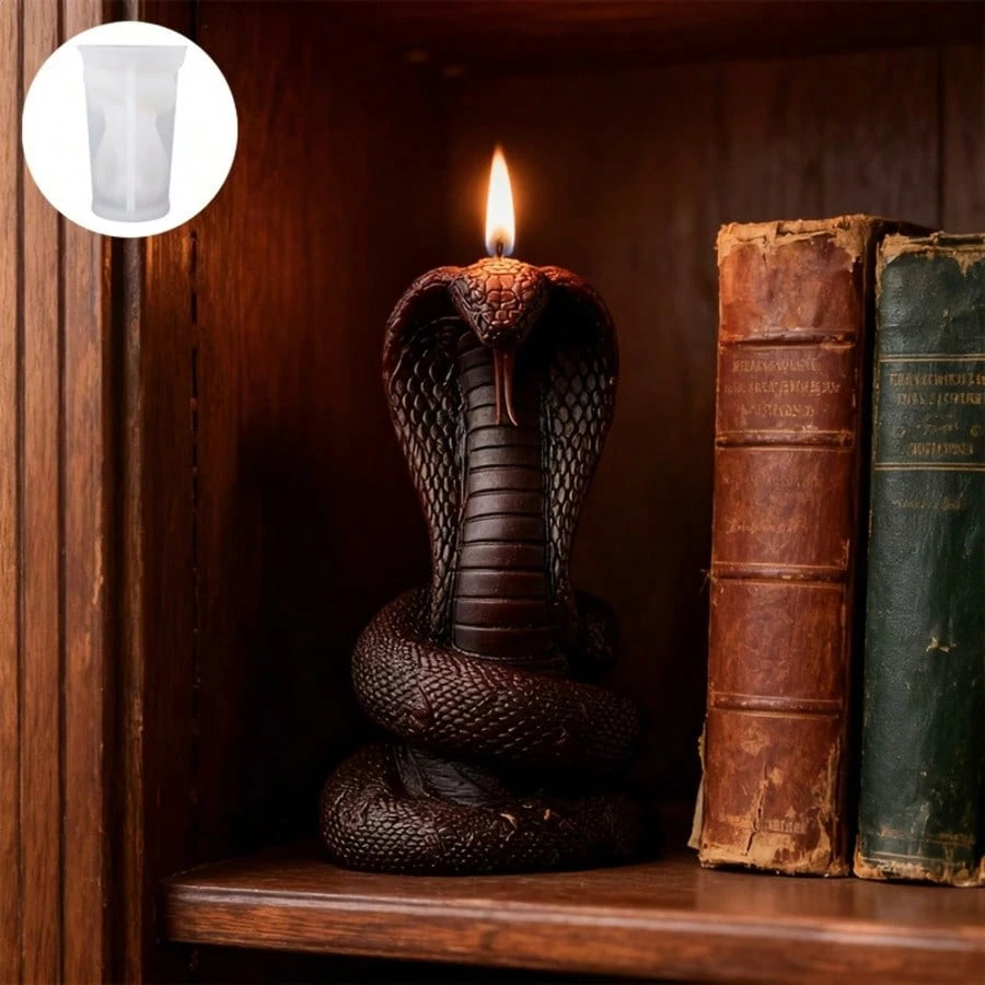 3D Realistic Cobra Snake Shaped Candle Silicone Mold- Elevated Snake Head Flicking Tongue, Detailed Snake Body Texture, Heat Resistant (Up To 280°C/536°F) Easy Demold, Compatible With Soy Wax/Plaster