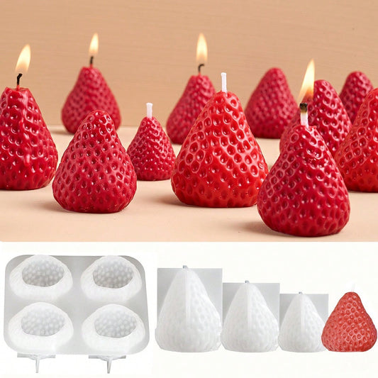 3D Strawberry AromaRelax Candle Silicone Mold DIY Handmade Romantic Scented For Valentine's Day Party Home Decor Birthday Gift