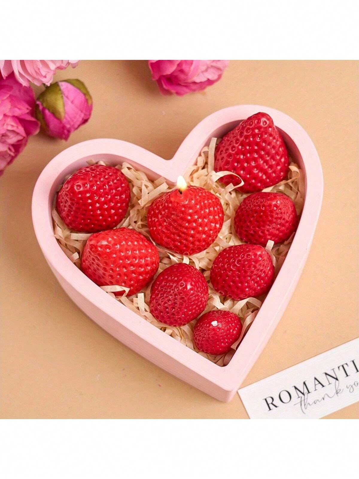 3D Strawberry AromaRelax Candle Silicone Mold DIY Handmade Romantic Scented For Valentine's Day Party Home Decor Birthday Gift