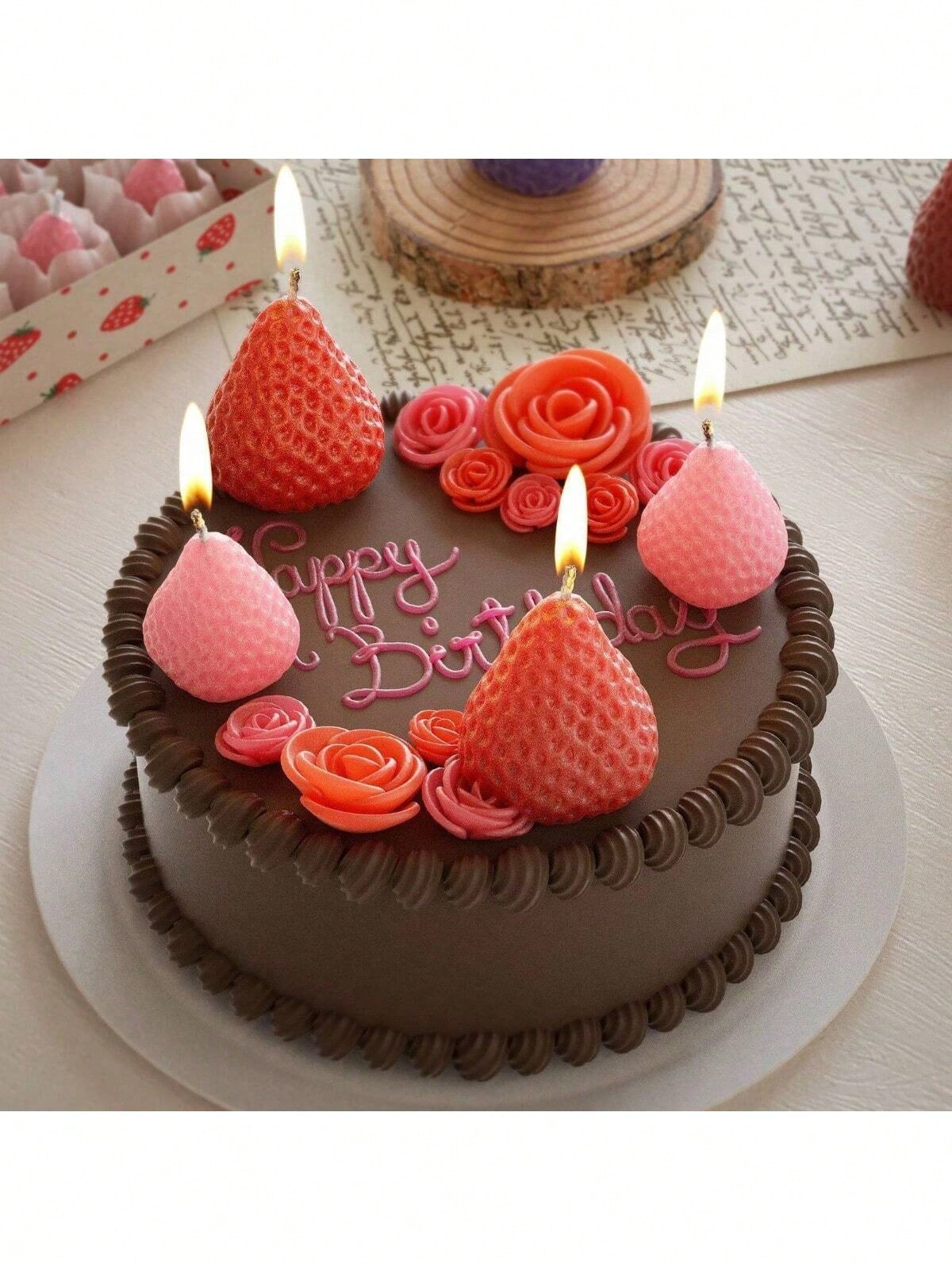 3D Strawberry AromaRelax Candle Silicone Mold DIY Handmade Romantic Scented For Valentine's Day Party Home Decor Birthday Gift