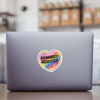 3In" 1PC Boundaries Absolutely Mental Health Quote Sticker For Laptops Water Bottles Notebooks Cups For Students Teachers Office Workers Creatives Retail Workers Commuters And Anyone Learning To Prote