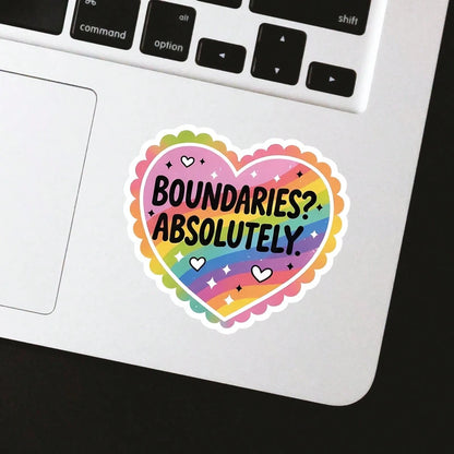 3In" 1PC Boundaries Absolutely Mental Health Quote Sticker For Laptops Water Bottles Notebooks Cups For Students Teachers Office Workers Creatives Retail Workers Commuters And Anyone Learning To Prote