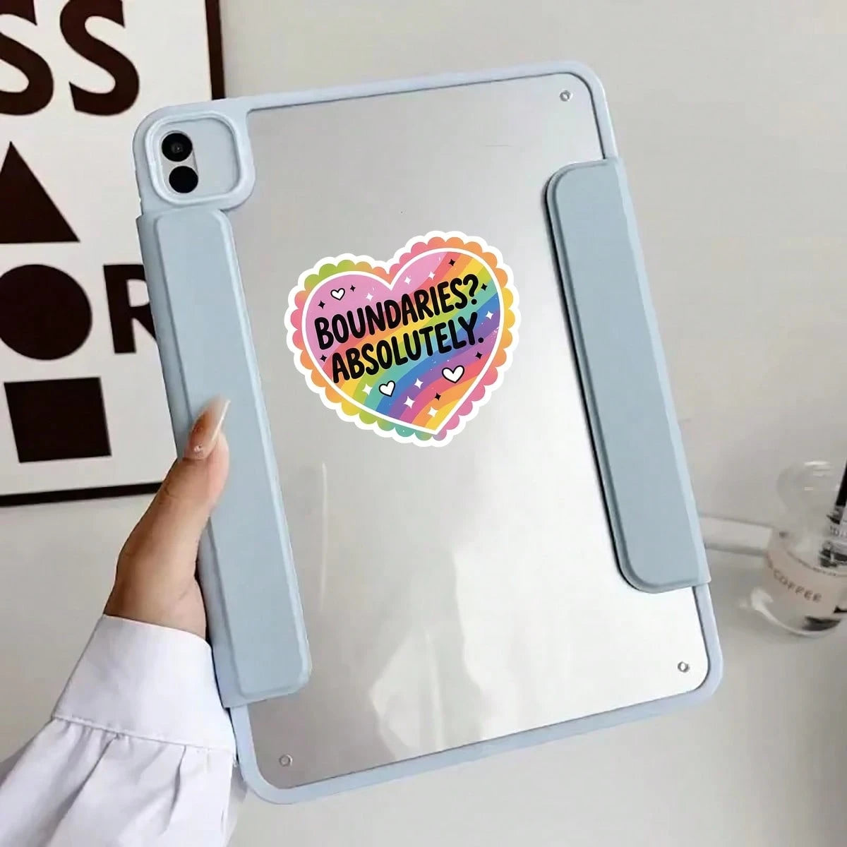 3In" 1PC Boundaries Absolutely Mental Health Quote Sticker For Laptops Water Bottles Notebooks Cups For Students Teachers Office Workers Creatives Retail Workers Commuters And Anyone Learning To Prote