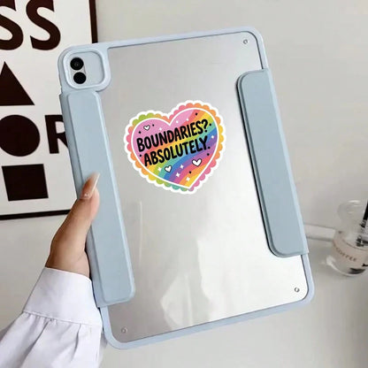 3In" 1PC Boundaries Absolutely Mental Health Quote Sticker For Laptops Water Bottles Notebooks Cups For Students Teachers Office Workers Creatives Retail Workers Commuters And Anyone Learning To Prote