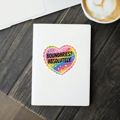 3In" 1PC Boundaries Absolutely Mental Health Quote Sticker For Laptops Water Bottles Notebooks Cups For Students Teachers Office Workers Creatives Retail Workers Commuters And Anyone Learning To Prote