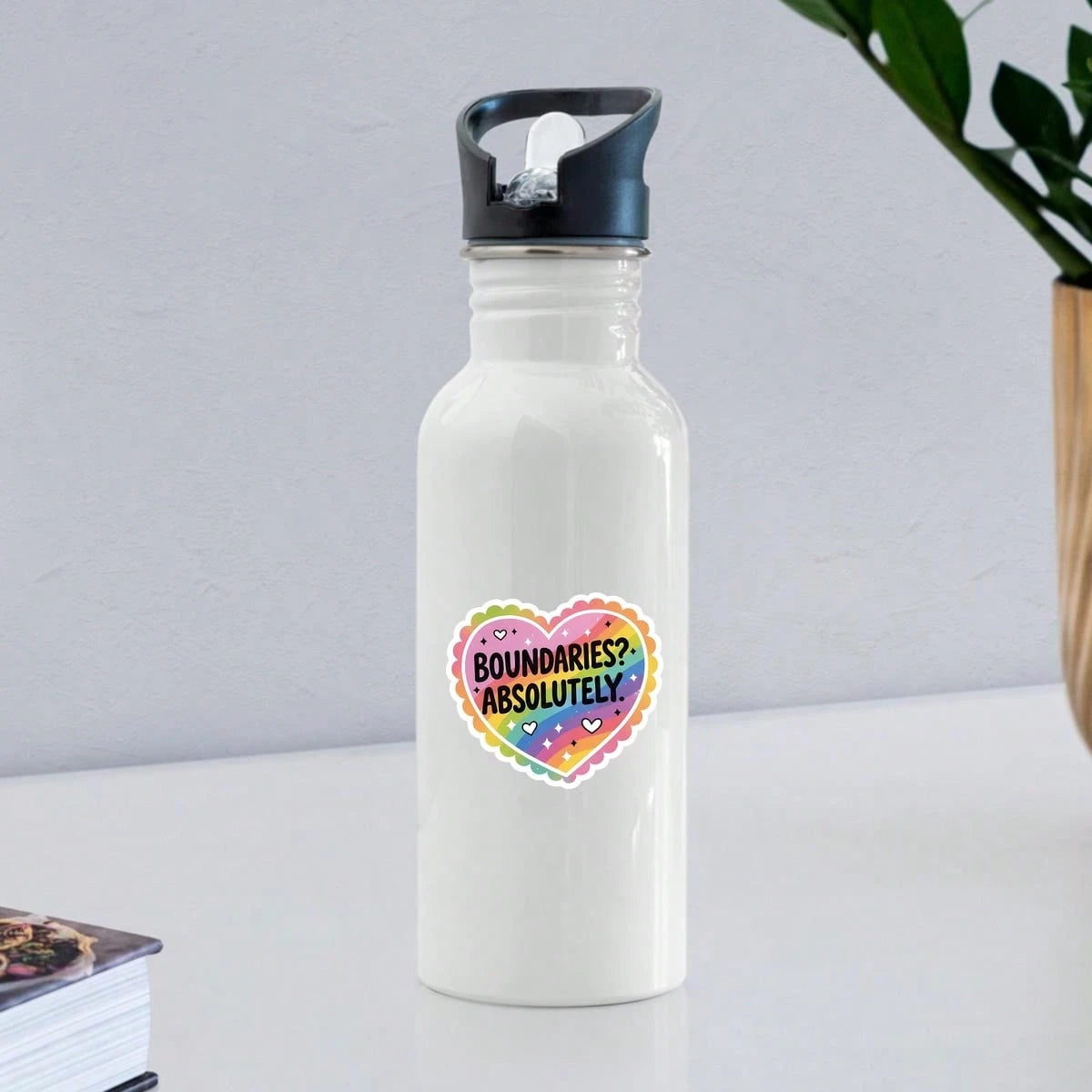 3In" 1PC Boundaries Absolutely Mental Health Quote Sticker For Laptops Water Bottles Notebooks Cups For Students Teachers Office Workers Creatives Retail Workers Commuters And Anyone Learning To Prote