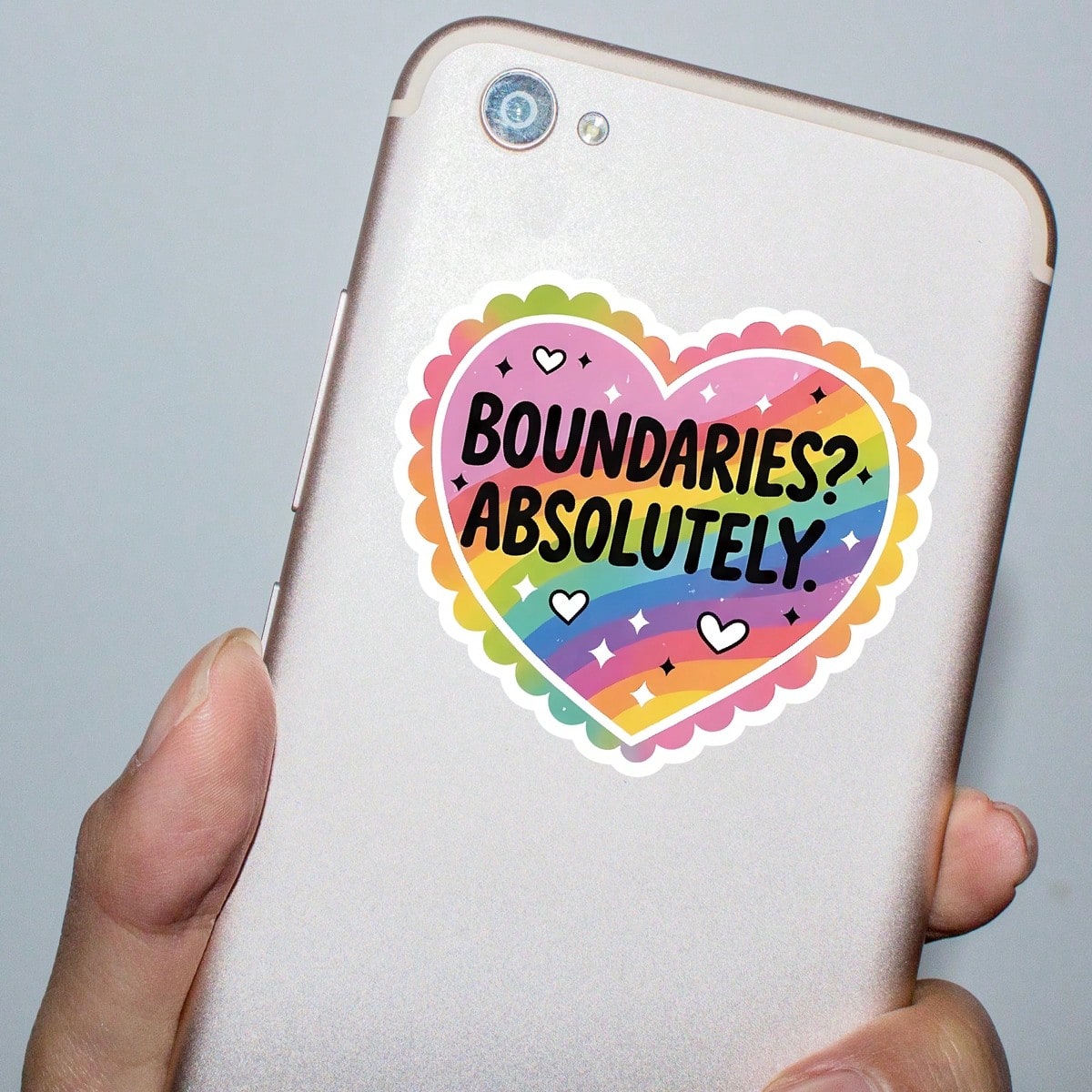 3In" 1PC Boundaries Absolutely Mental Health Quote Sticker For Laptops Water Bottles Notebooks Cups For Students Teachers Office Workers Creatives Retail Workers Commuters And Anyone Learning To Prote