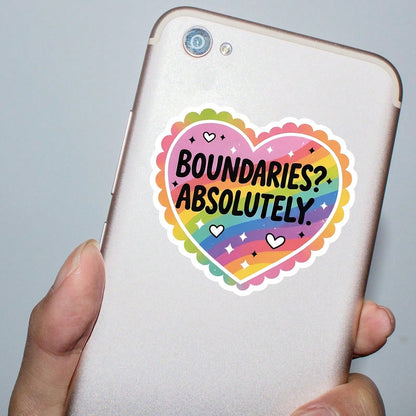 3In" 1PC Boundaries Absolutely Mental Health Quote Sticker For Laptops Water Bottles Notebooks Cups For Students Teachers Office Workers Creatives Retail Workers Commuters And Anyone Learning To Prote