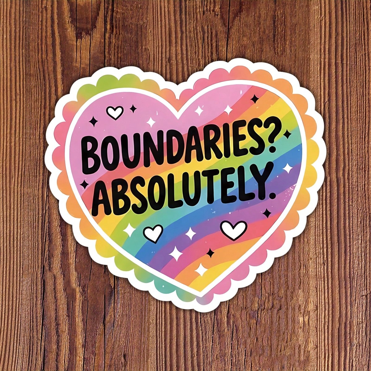 3In" 1PC Boundaries Absolutely Mental Health Quote Sticker For Laptops Water Bottles Notebooks Cups For Students Teachers Office Workers Creatives Retail Workers Commuters And Anyone Learning To Prote