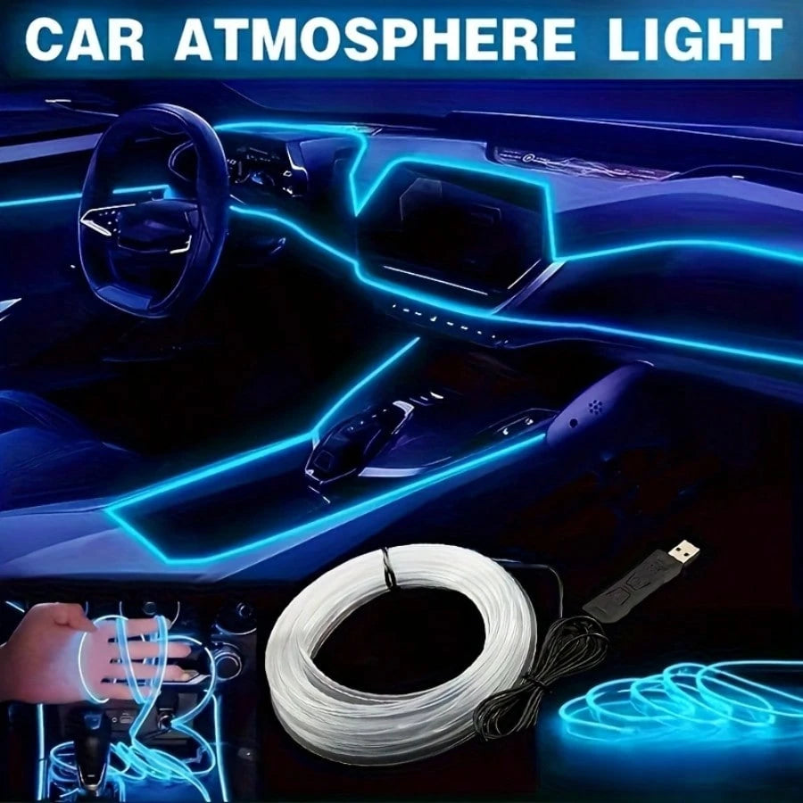 3m/118inch USB Interior Car Neon Lights (Center Console + Dashboard) With Matching Armrest Storage Box, RGB LED Strip, APP Controlled, No Remote Control, For Ambient Lighting Applications, No Battery